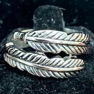 Stainless Steel Wraparound Feather Ring
